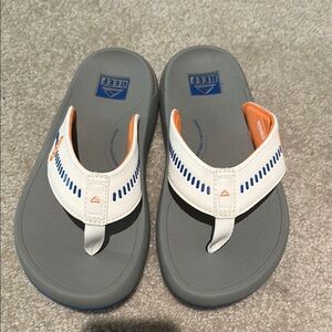 Reef Men’s Gray and White Flip-Flops with Orange Accents